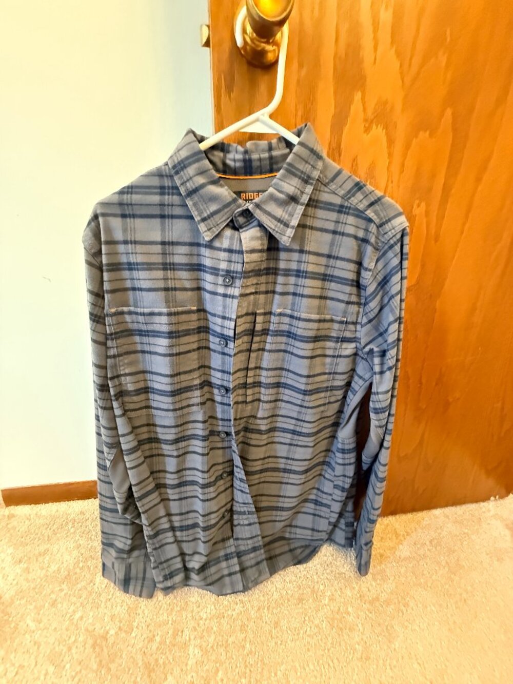Ridgecut Toughwear Men's Plaid Long Sleeve Flannel Shirt Medium Blue Grey